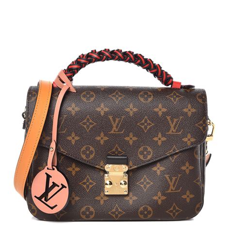 louis vuitton monogram braided pochette metis coquelicot